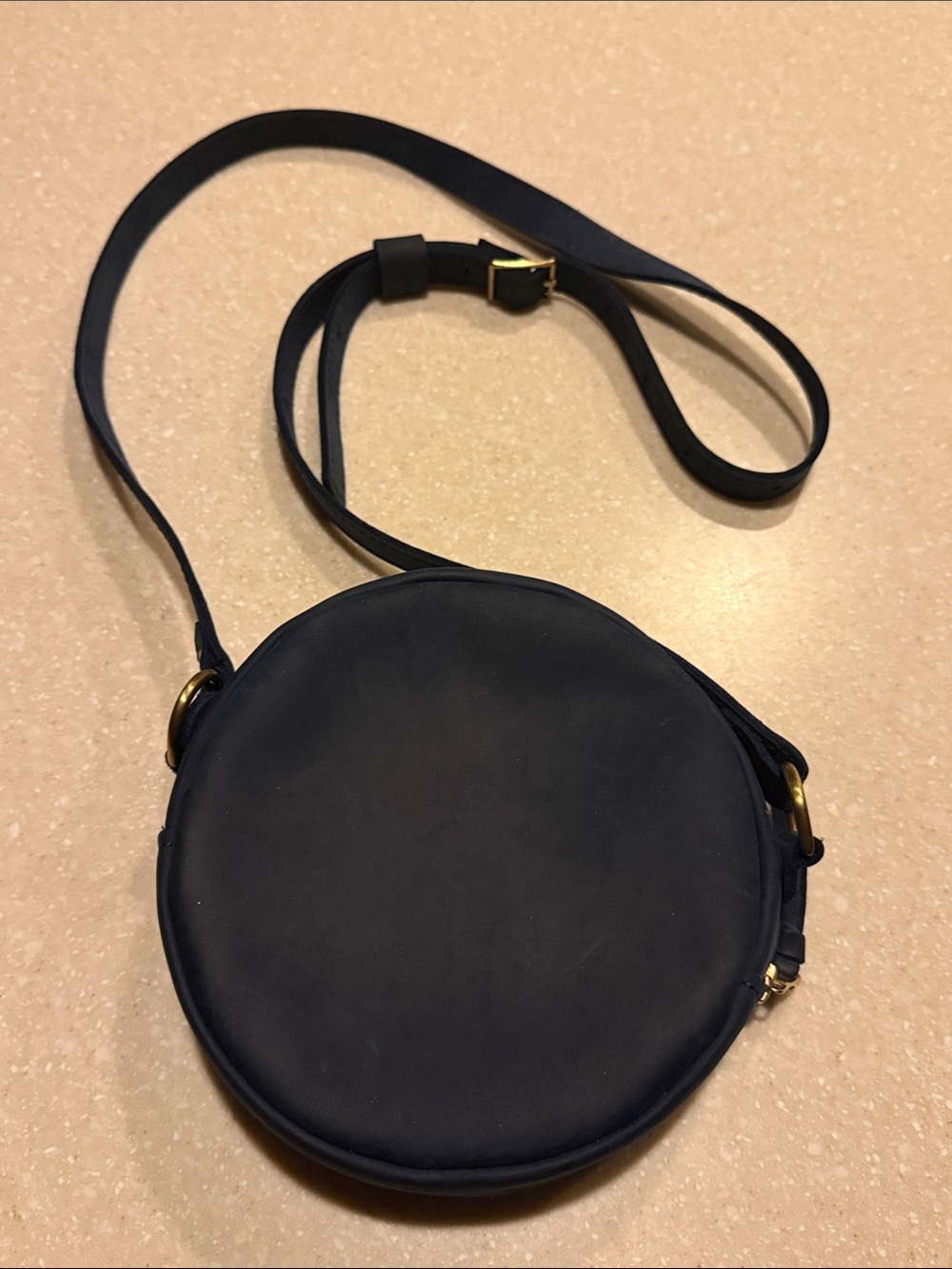 Portland Leather Goods Circle Crossbody Navy Deep Water 7” Premium Purse - Picture 8 of 10
